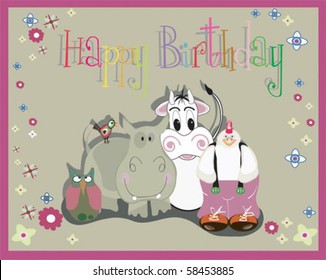 birthday card with animals