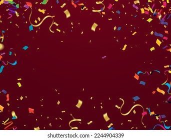 Birthday Card with Balloons , Confetti and Curling Streamer or Party Serpentine . Isolated Vector Illustration
