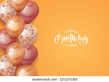 Birthday card with Balloons and handwritten lettering. Birthday party, celebration, holiday, event, festive, congratulations concept. Vector illustration. Postcard, card, cover template.
