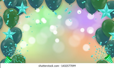 birthday card with  balloons. Happy birthday	