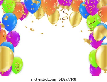 birthday card with  balloons. Happy birthday	