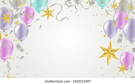 birthday card with  balloons. Happy birthday	