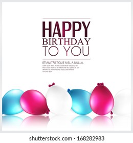 Birthday card with balloons and birthday text.