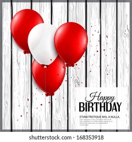 Birthday card with balloons and birthday text.