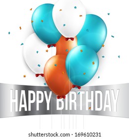 Birthday card with balloons and birthday text.