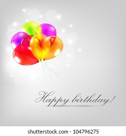 Birthday Card With Balloons And Text, Vector Illustration