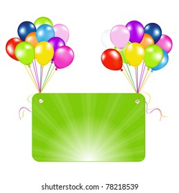 Birthday Card With Balloons, Vector Illustration