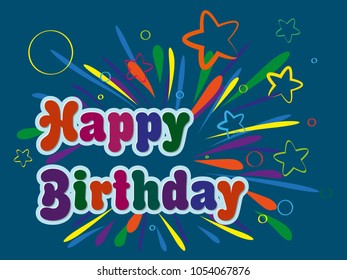 A birthday card with a beautiful and colorful salute. Vector illustration
