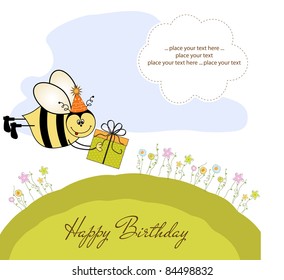 birthday card with bee