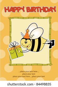 birthday card with bee