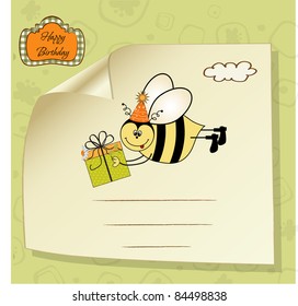 birthday card with bee