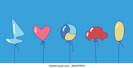 Birthday card for boys with balloons