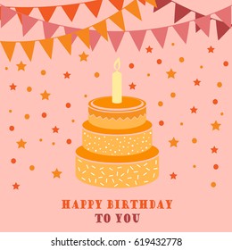 Birthday card with cake and flags