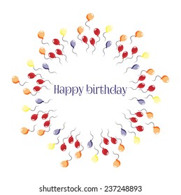 Birthday card with a cake and gift