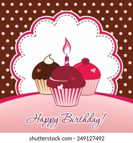 Birthday card with cake illustration