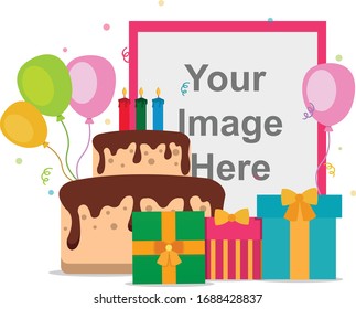 birthday card with cake card vector illustration