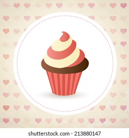 Birthday card with cake. Vector illustration
