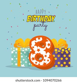 birthday card with candle number eight