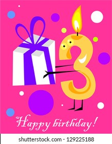 Birthday card with candle, second birthday