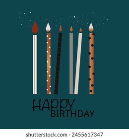 Birthday Card with Candles for Men. Birthday party, celebration, holiday, event, festive, congratulations concept. Vector illustration.