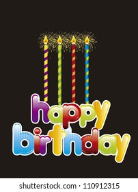 birthday card with candles over black background. vector