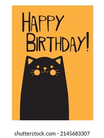 birthday card with a cat colours -black and yellow