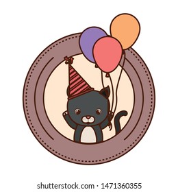 birthday card and cat with hat party