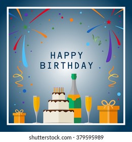 Birthday card with celebration design elements. Eps 10