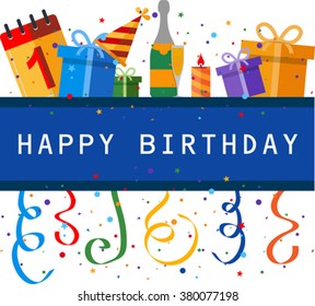Birthday card with celebration design elements. Eps 10