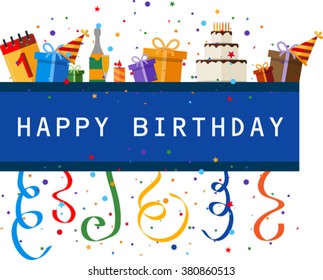 Birthday card with celebration design elements. Eps 10