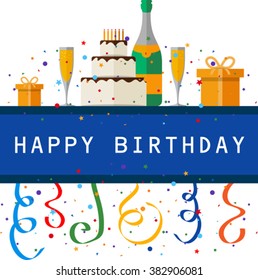 Birthday card with celebration design elements. Eps 10