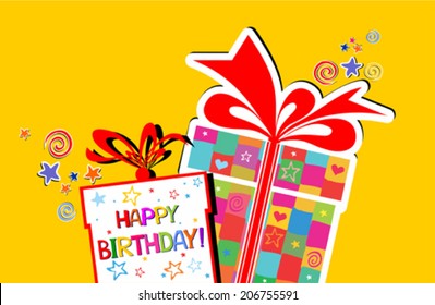 Birthday Card Celebration Blue Background Gift Stock Vector (Royalty ...