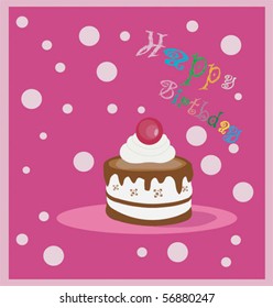 Birthday Card Cherry Cake Stock Vector (Royalty Free) 56880247