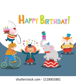 Birthday Card With Circus Animals
