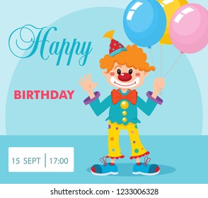 birthday card with clown