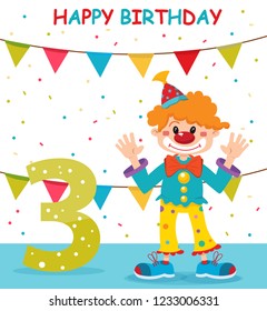 birthday card with clown