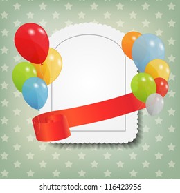 birthday card with colored ballons, vector illustration