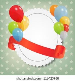 birthday card with colored ballons, vector illustration