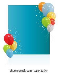 birthday card with colored balloons, vector illustration