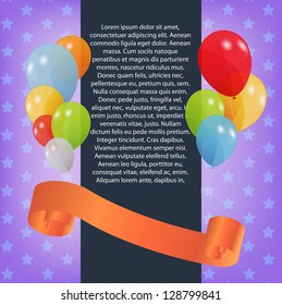 birthday card with colored balloons, vector illustration