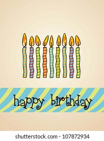 birthday card with colored candles, vector illustration