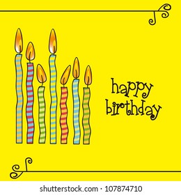 birthday card with colored candles, vector illustration