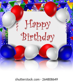 Birthday card with colorful balloons
