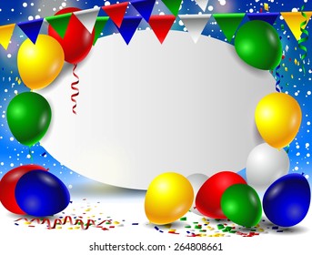 Birthday card with colorful balloons