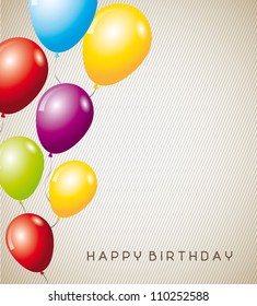 birthday card with colorful balloons over vintage background. vector