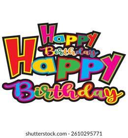Birthday card with colorful lettering

