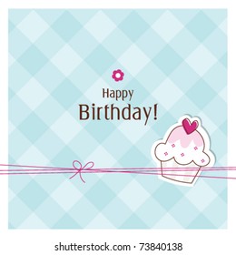 Birthday card with copy space - drawing of cupcake