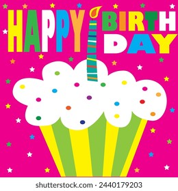 Birthday card with cupcake and candle design