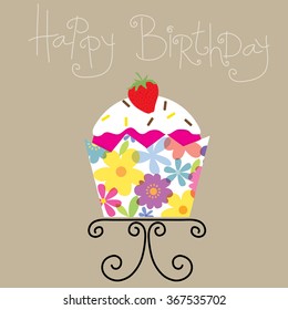 Birthday card with cupcake design