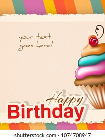 birthday card with cupcake. Eps10